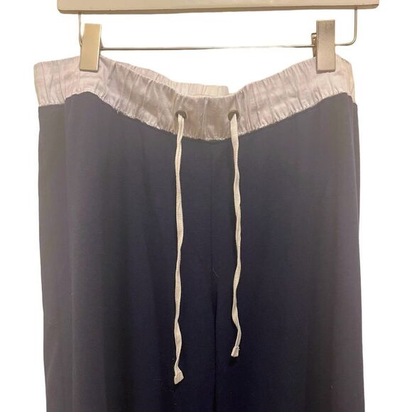 LOFT Navy Wide Leg Cropped Knit Pants - Picture 2 of 3